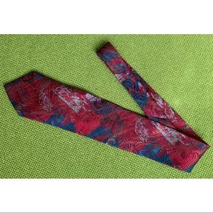 Vintage Gino Rinaldi imported silk red blue tie